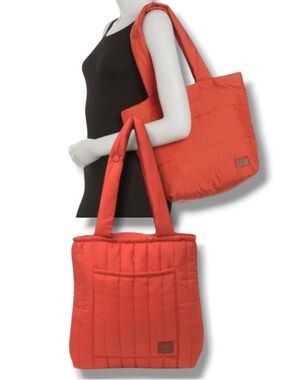 Most Wanted USA Large Quilted Puffer Tote Bag Red Portable Travel NWOT